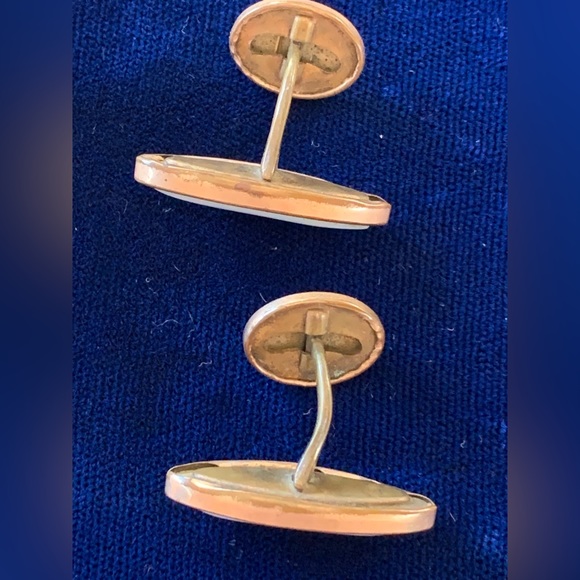 Antique Rolled Gold Plate Mother of Pearl Cufflinks - Picture 3 of 4